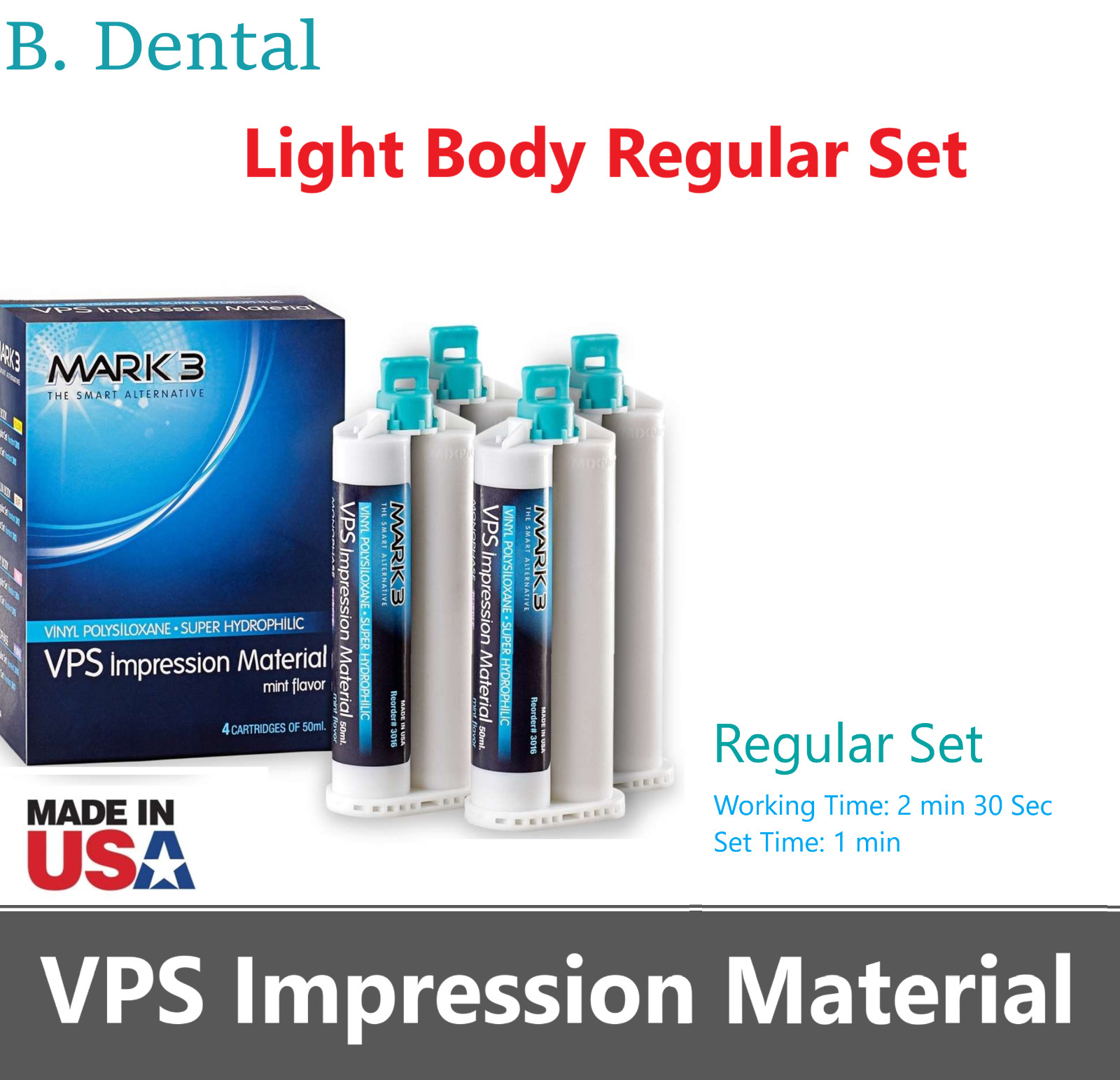 Dental LIGHT BODY FAST SET VPS PVS Impression Material Fast Set 50ML Cartridges