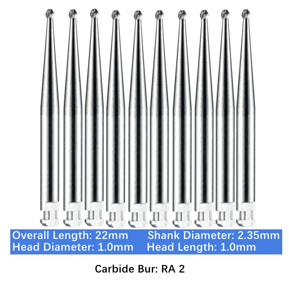 10-100pc Vakker Dental Round Latch Carbide Burs RA 2 Midwest LA for Slow Speed