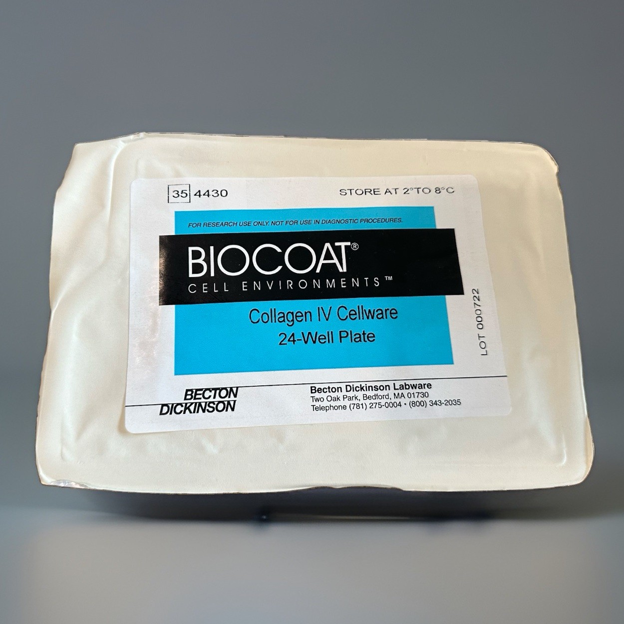 Corning BioCoat Collagen IV Cellware 24-Well Clear Bottom Plate w/ Lid, 5/Case