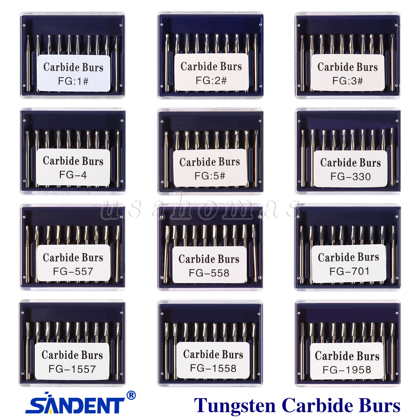 Dental Fissure Tungsten Steel Carbide Burs High Speed Handpiece FG 557/558