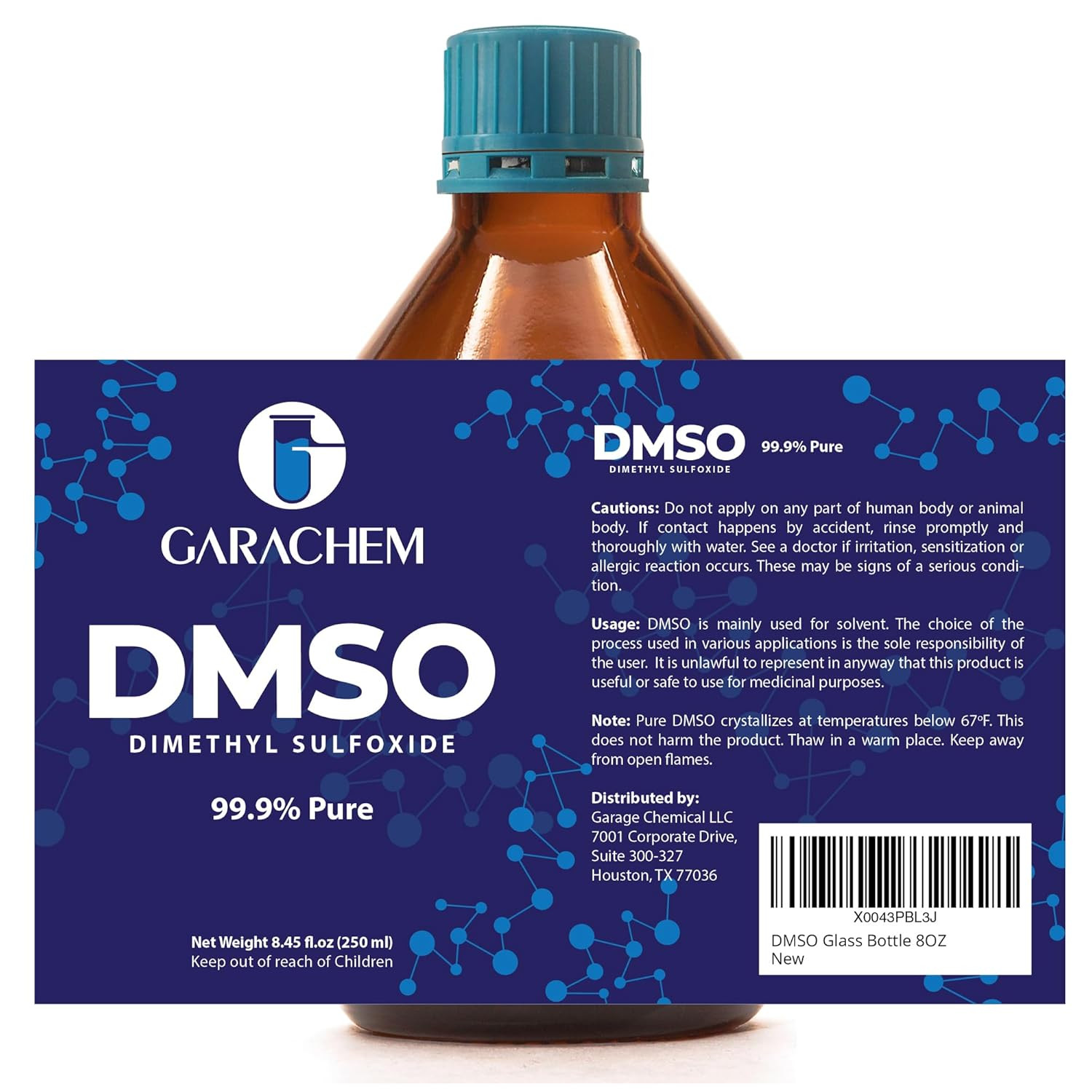 GARACHEM Pure DMSO in a Glass Bottle, Pure Liquid Dimethyl Sulfoxide 8 OZ, Non-D