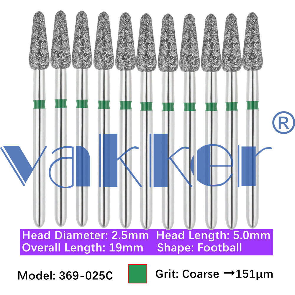 10pc/pk Diamond Burs Shape Football Diamond Bur Super Fine Medium Coarse