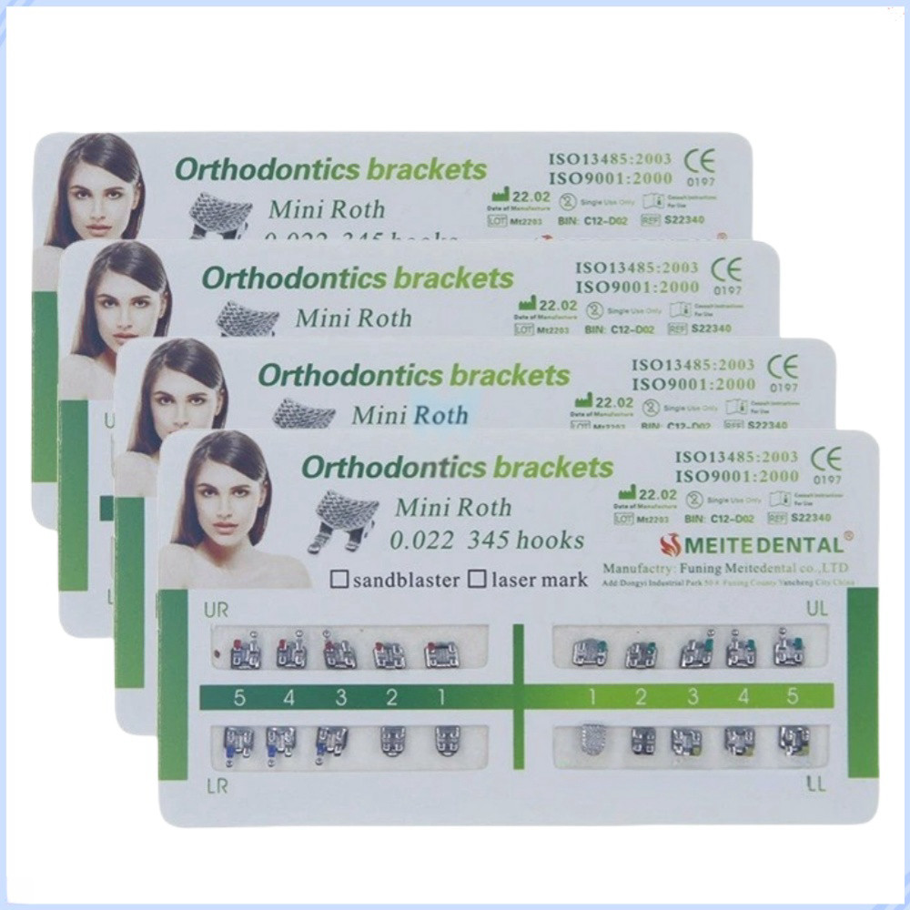 10 Cards Dental Orthodontic Brackets MIM Monoblock Mini Roth/MBT 022 345 Hooks