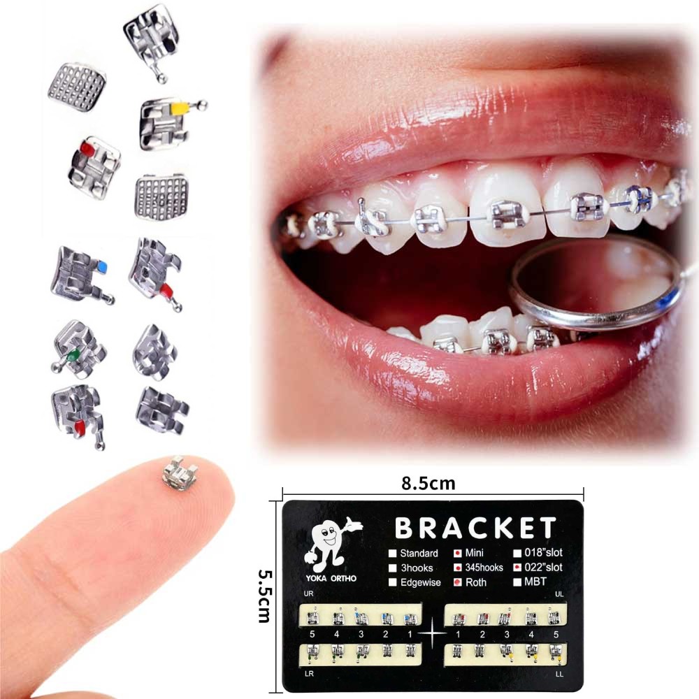 100 Sets Dental Orthodontic Bracket MIM Monoblock Mini Roth/MBT 022 345 Hooks