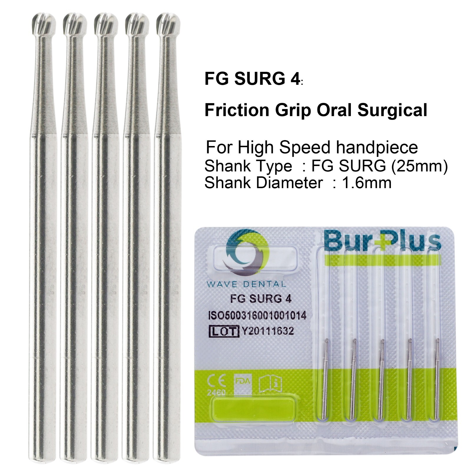 Wave Dental Surgical Burs Round Carbide Surgical Length Bur 25mm FGOS High Speed