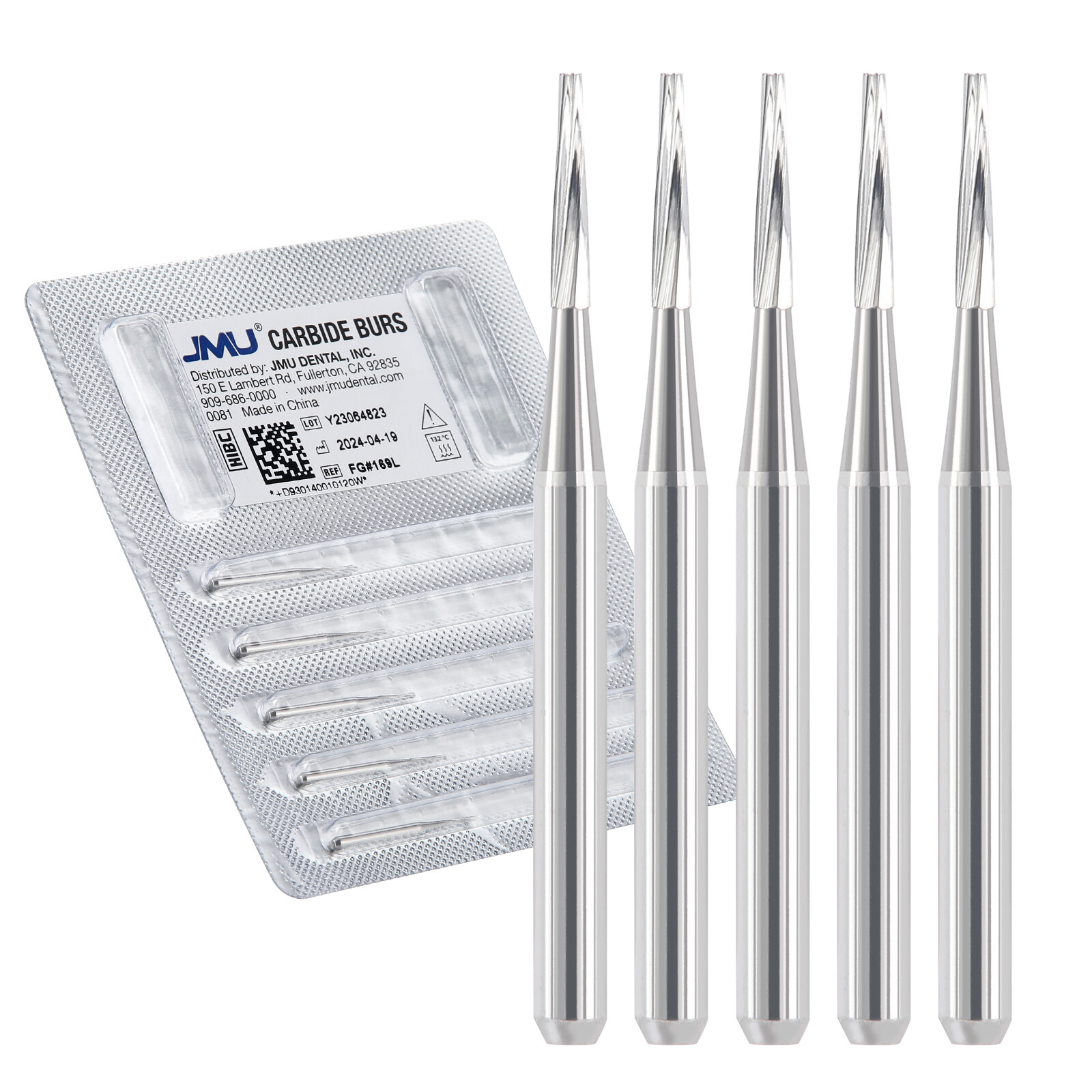 JMU Dental Carbide Burs High Speed FG Taper Fissure 5pcs/pk