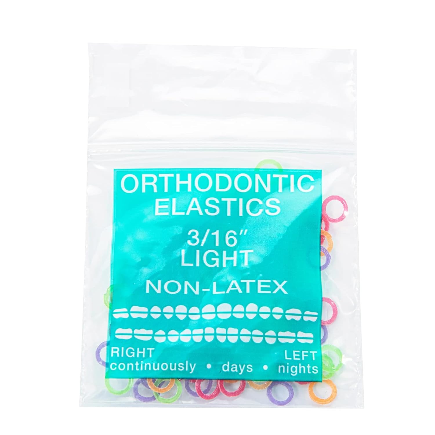 JMU 100 Pack Orthodontic Elastics 3/16 Light, Neon Intraoral Elastic Bands Latex