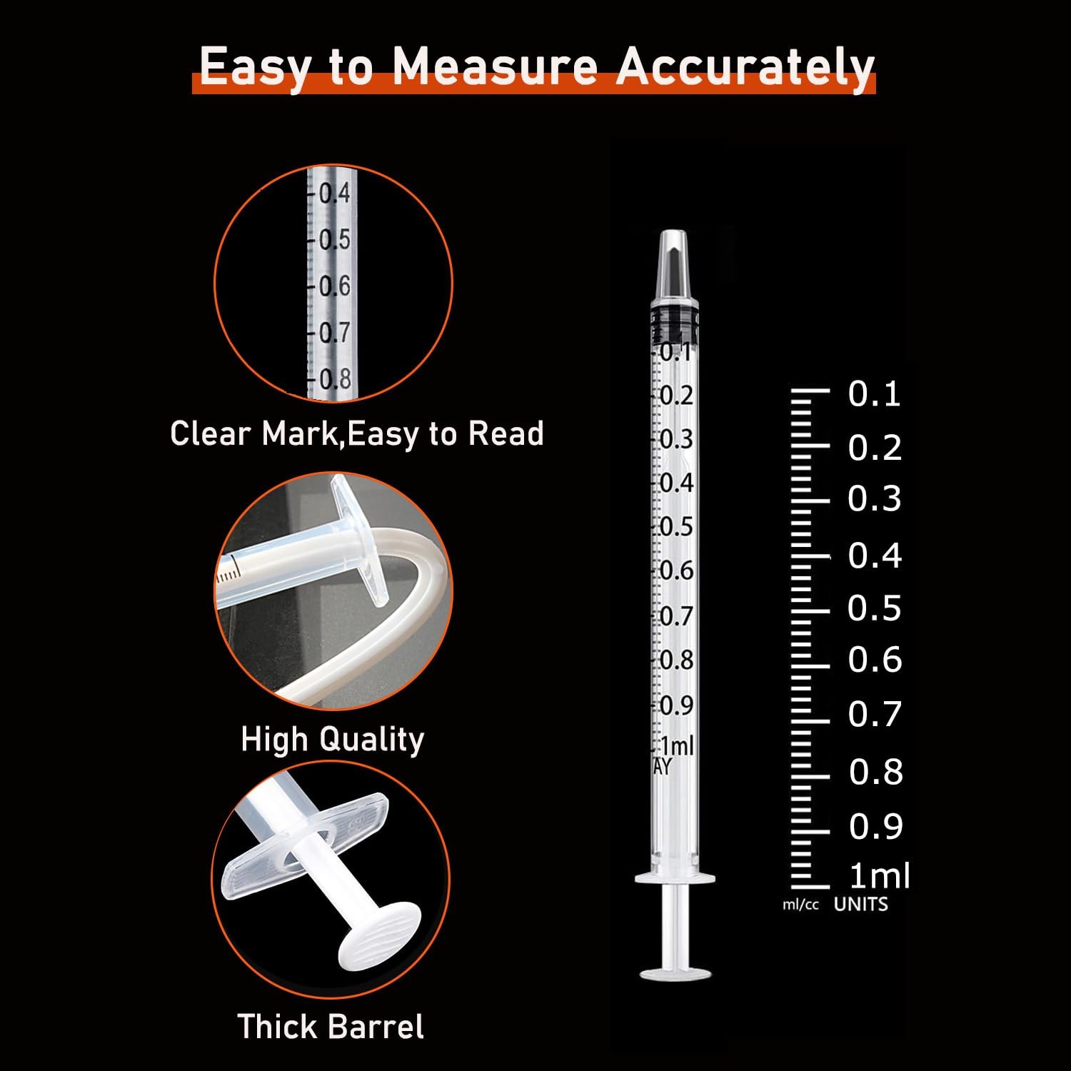 30Pcs 1ml Syringes with Cap Oral Dispenser Syringe, 1cc Plastic Small white