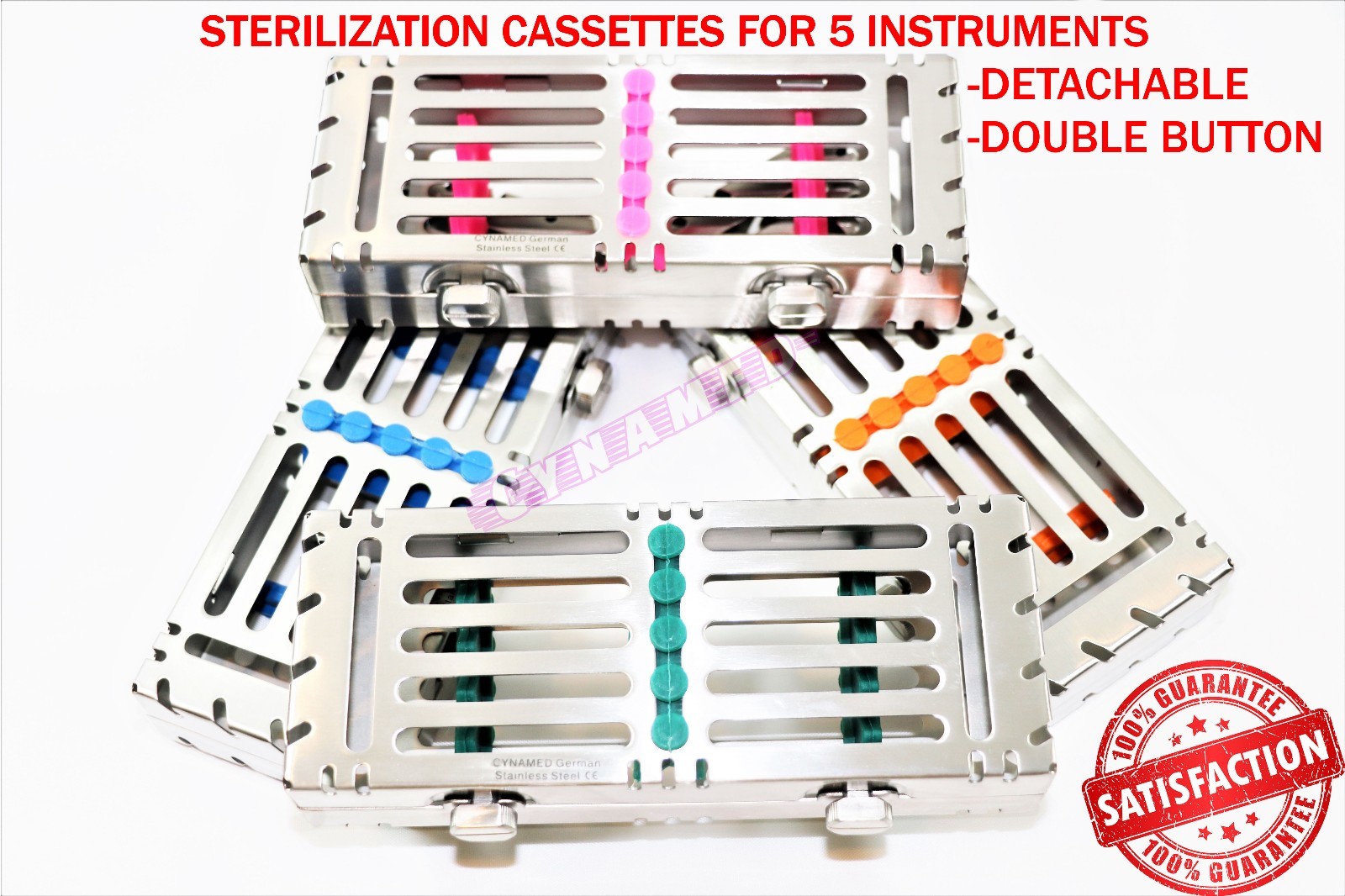DETACHABLE STERILIZATION CASSETTE WITH DOUBLE BUTTONS 5 SLOT GERMAN GRADE