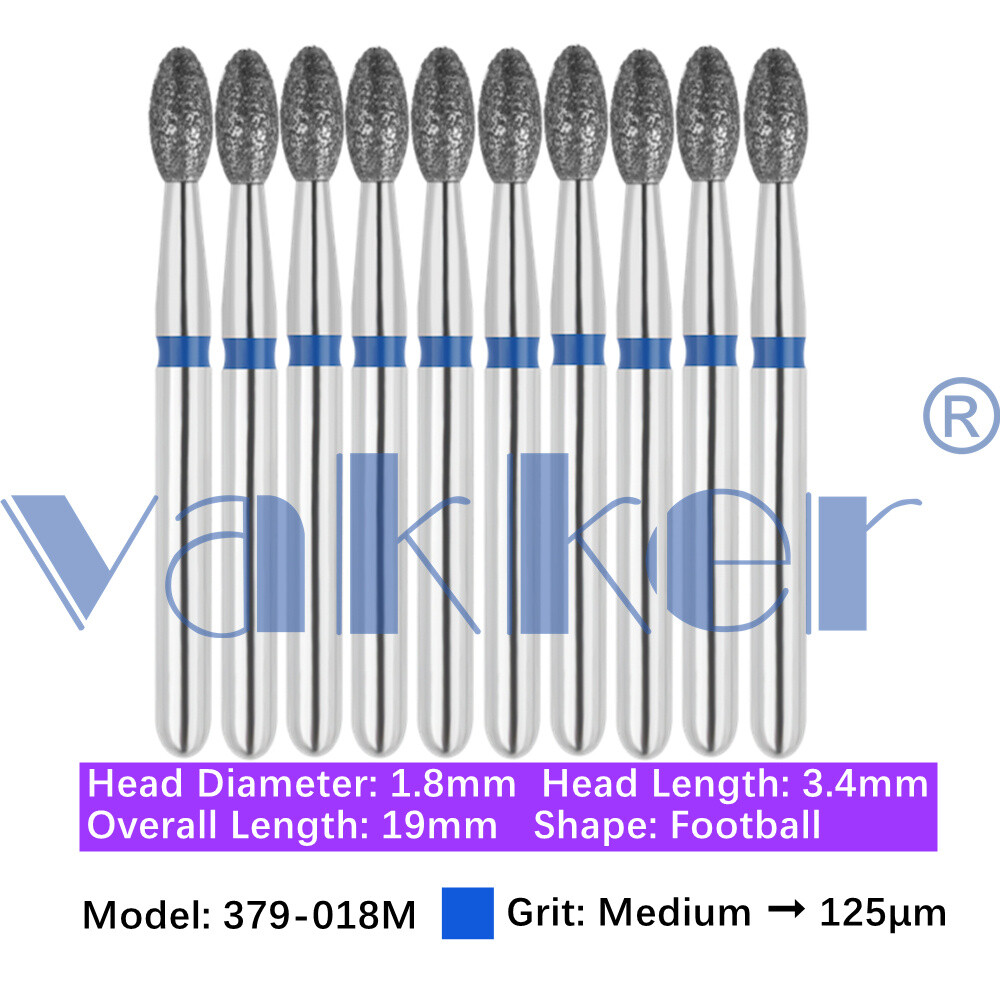Vakker® 10pc/pk Diamond Burs Egg Diamond Bur Super Fine Medium Coarse