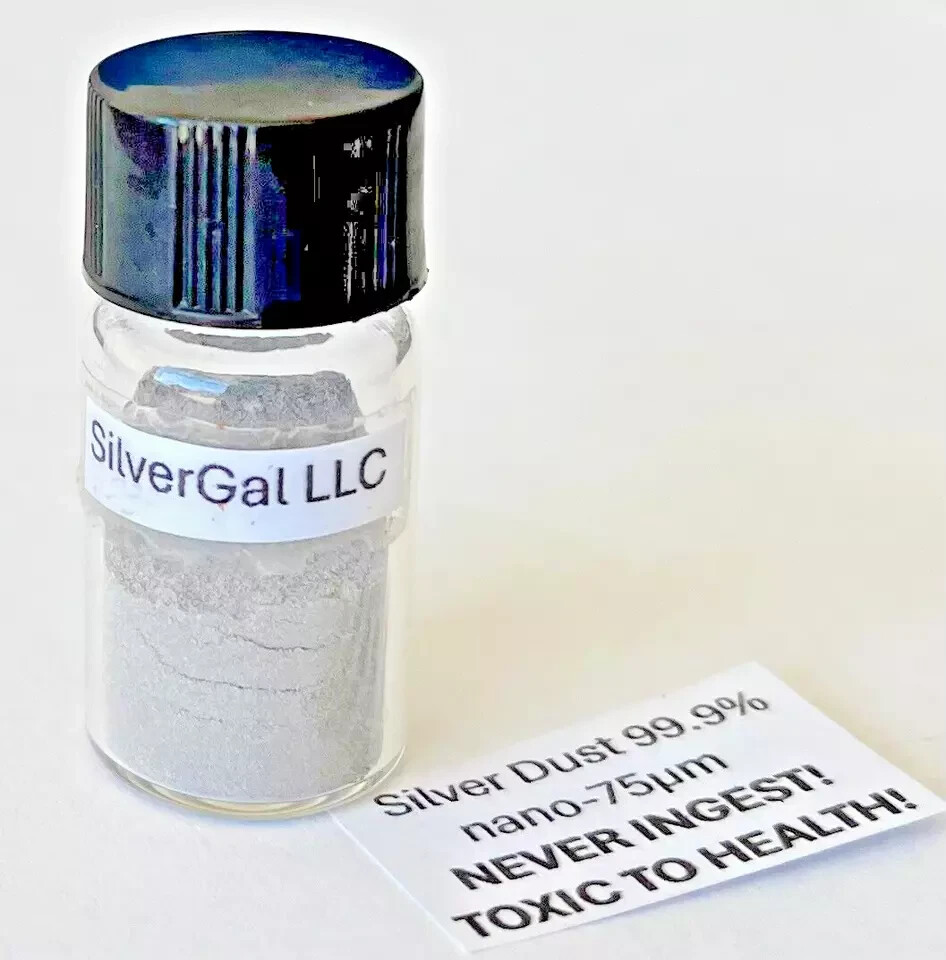 Silver 10 g ULTRA FINE .999 (nano-75μm) metal dust micron size colloidal gram