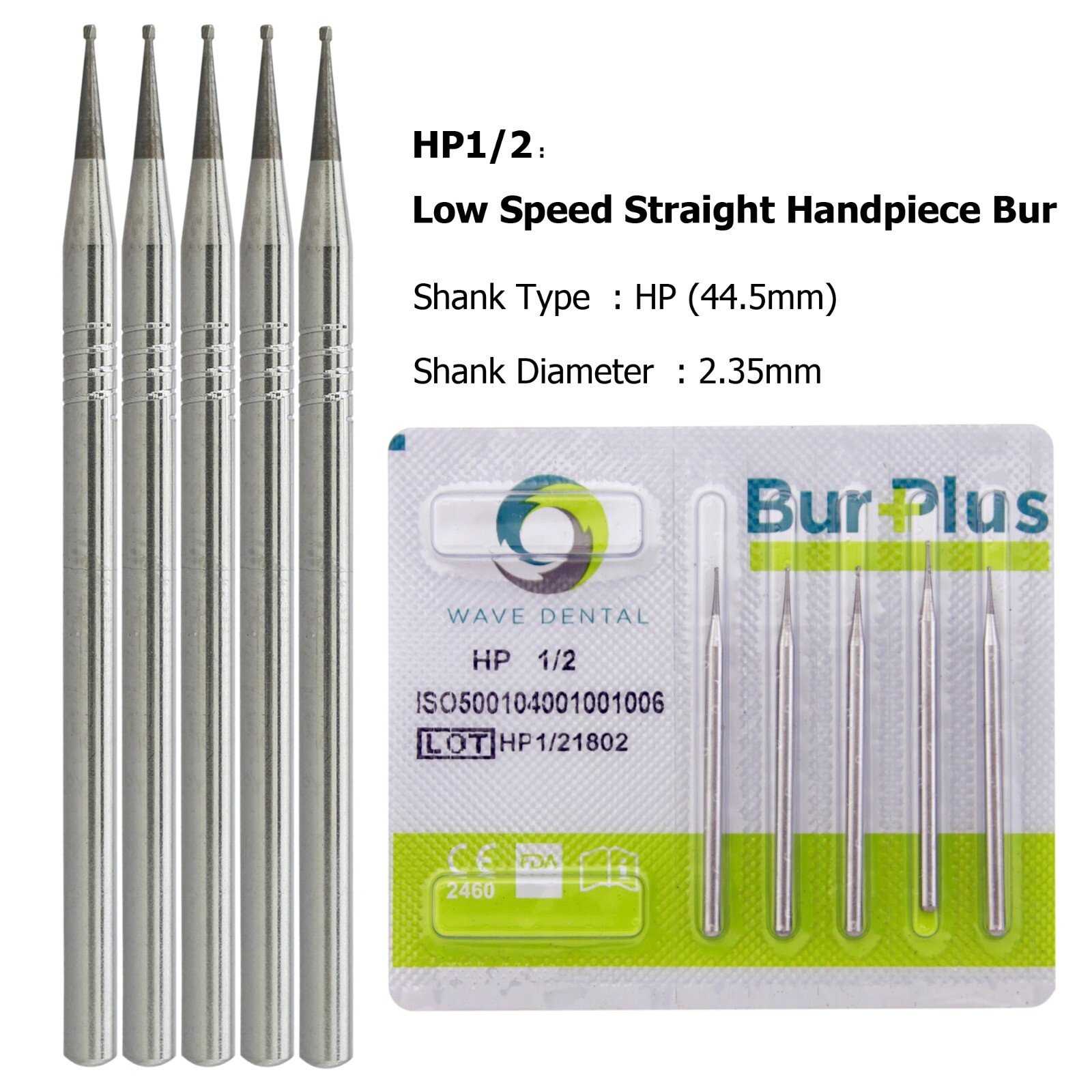 Wave Dental Carbide Straight Handpiece Bur Round HP1/4 1/2 1 2 3 4 5 6 7 8 10