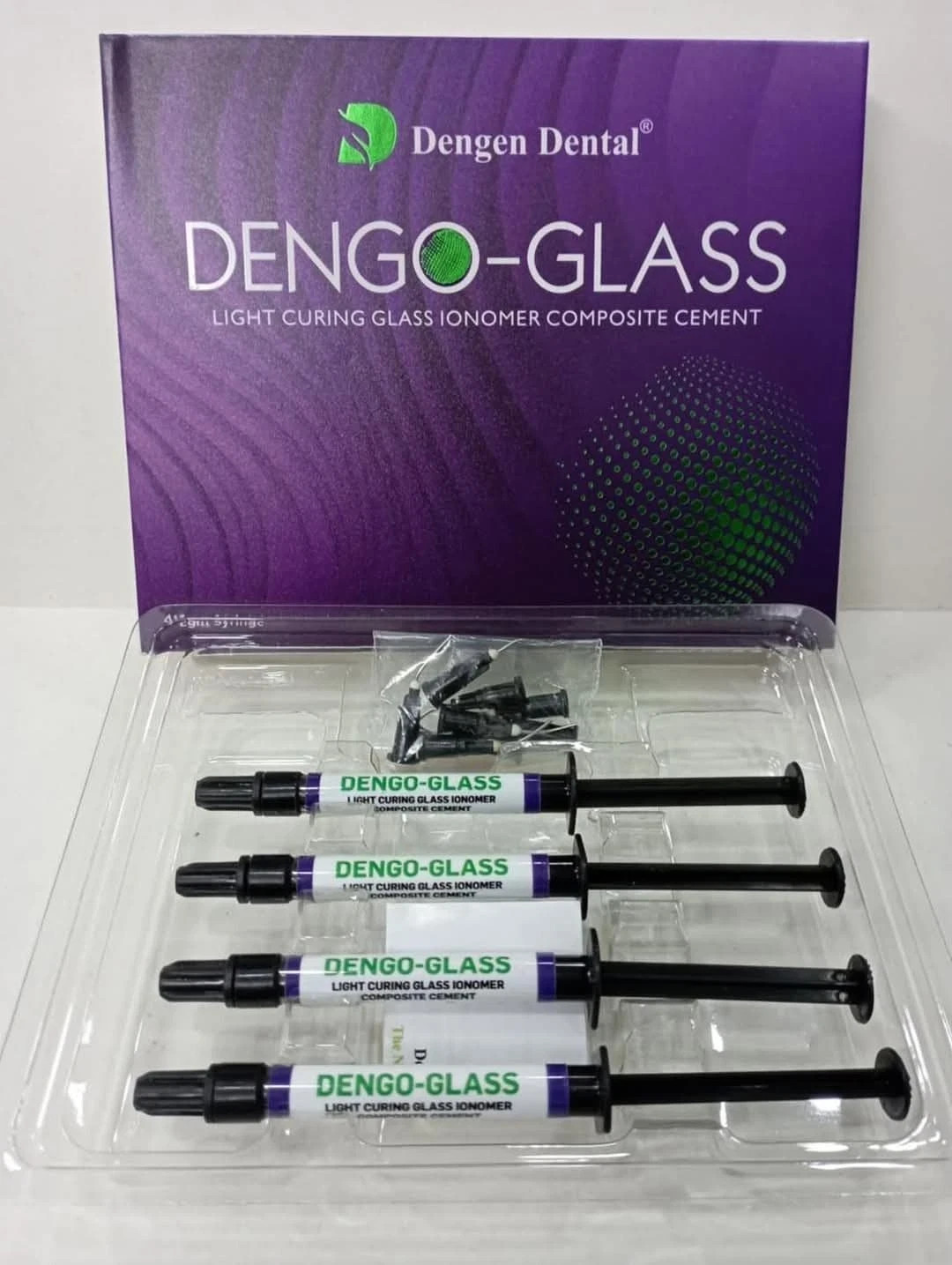 Dental DengoGlass Light Cure Glass Ionomer Cement 4 x 2gm Composites Pack
