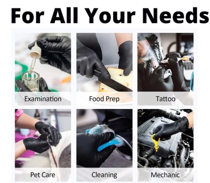 First Glove Black Industrial Disposable Nitrile Gloves 6 Mil Latex & Powder Free