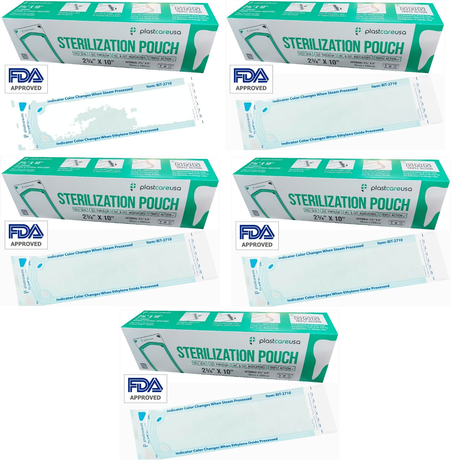Sterilization Pouch RIT-2710 PlastCare 2.75″x10″ 200pcs/box 4+1bx free(1000 pcs)