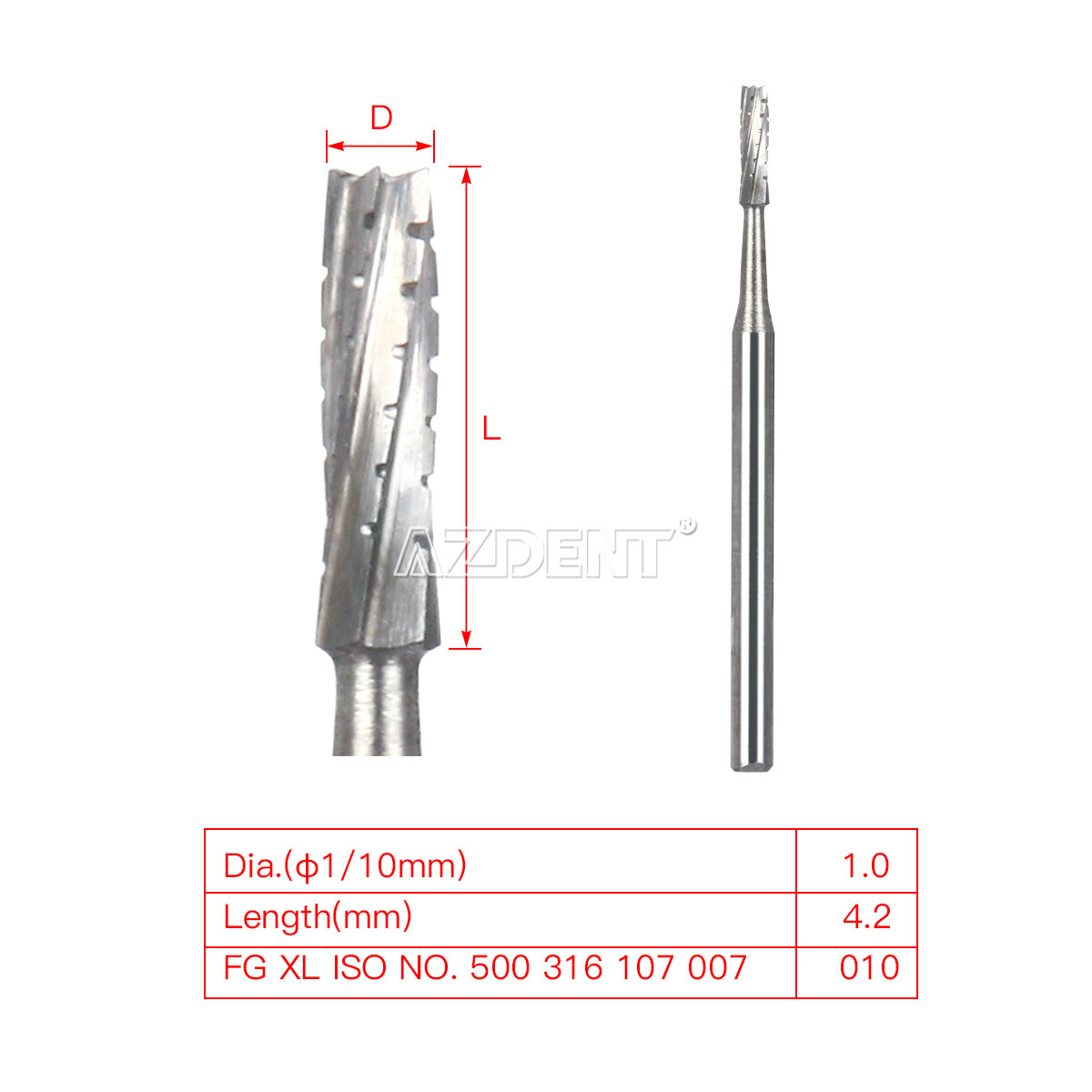 AZDENT Dental FG Tungsten Carbide Burs Dills Round Type For High Speed Handpiece