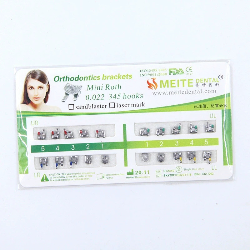 10 Cards Dental Orthodontic Brackets MIM Monoblock Mini Roth/MBT 022 345 Hooks