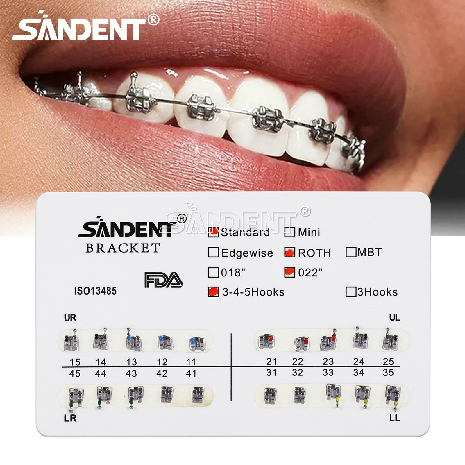 Dental Orthodontic Brackets Braces Standard Roth .022 Hooks 3-4-5