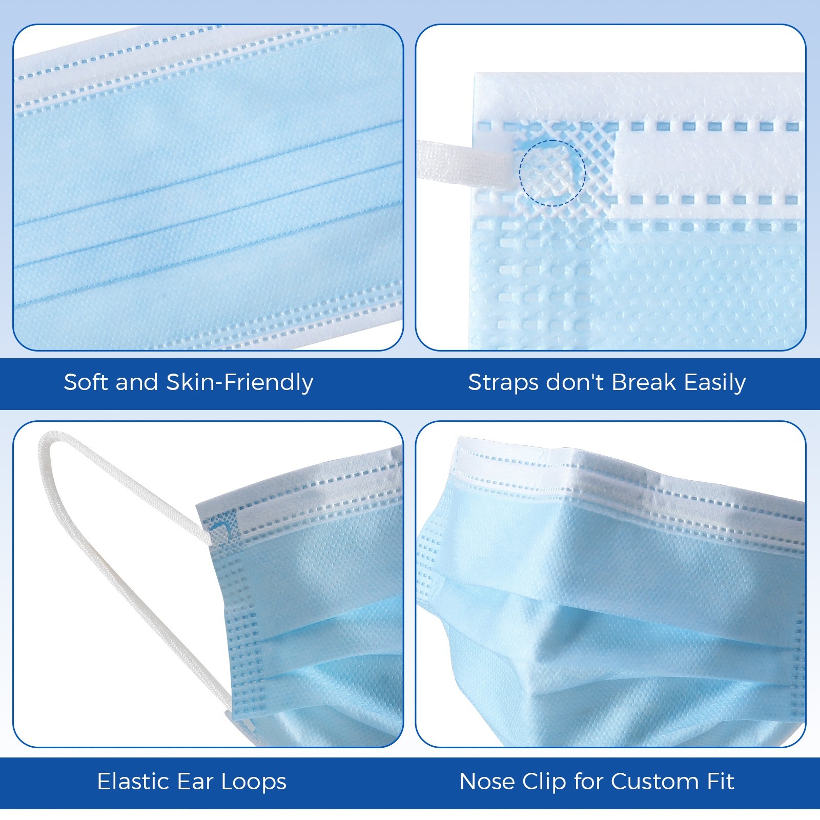 JMU Disposable Medical Face Masks 4-Ply ASTM Level 3 Ear-Loop Face Masks