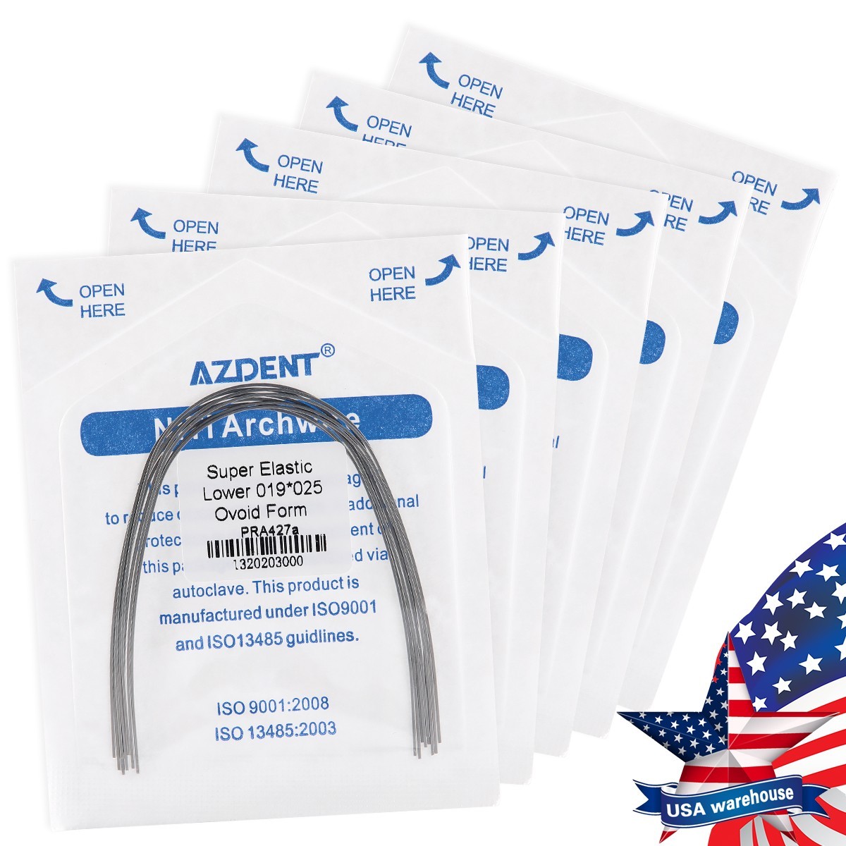10pcs AZDENT Dental Ortho Arch Wire Super Elastic NiTi Ovoid Round Rectangular