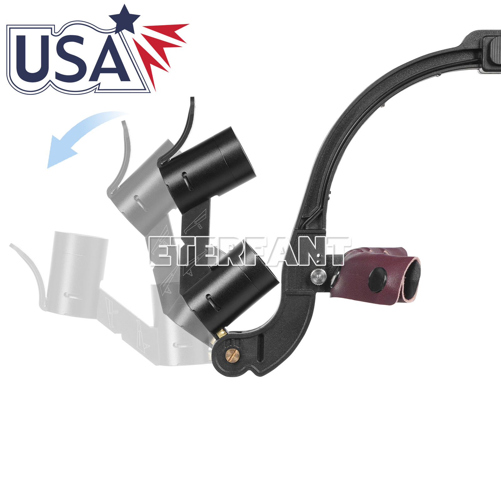 ETERFANT 3.5X Dental Surgical Headband Binocular Loupe w/5W LED Head Light 2 Led