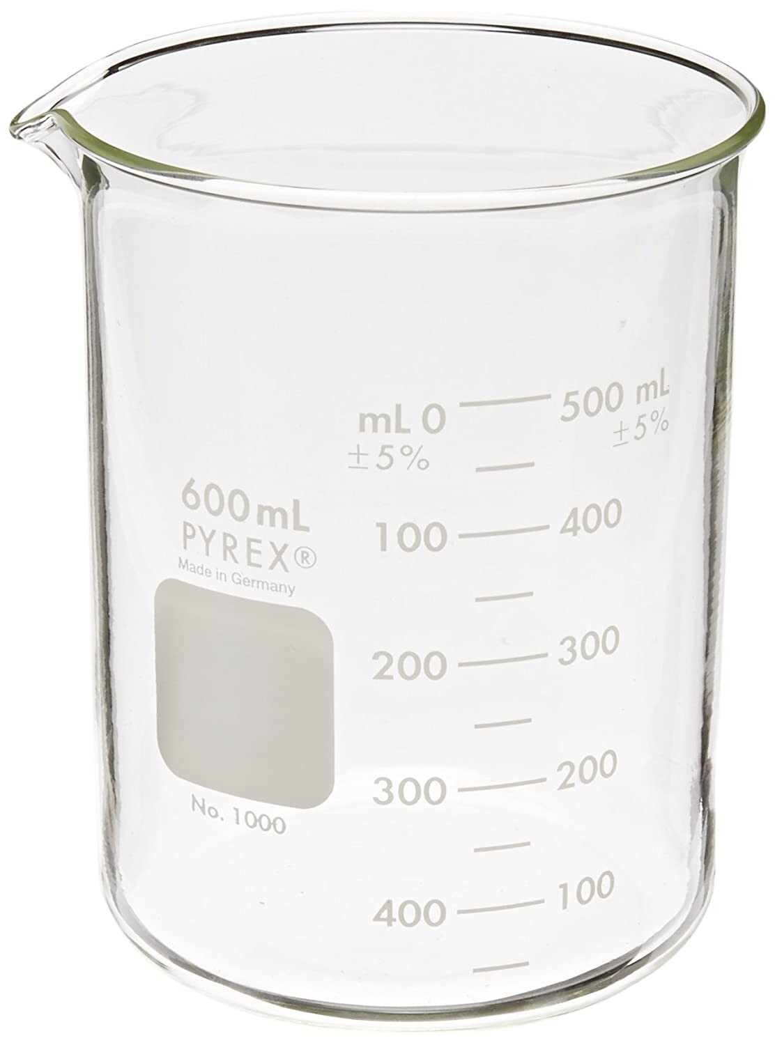 (Case of 6) Pyrex 1003-600 Graduated Beaker 600mL Heavy Duty, NIB!!