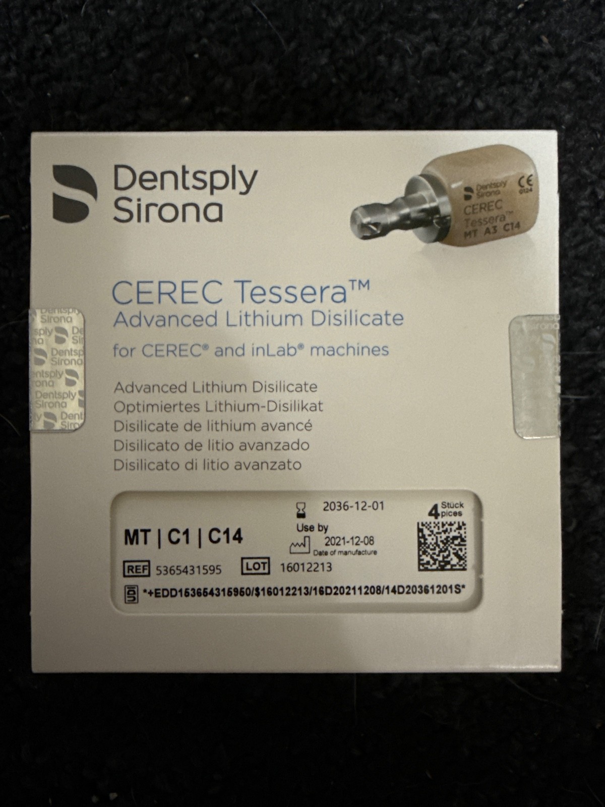 Dentsply CEREC Tessera MT C14, Advanced Lithium Milling Blocks, Medium Translu