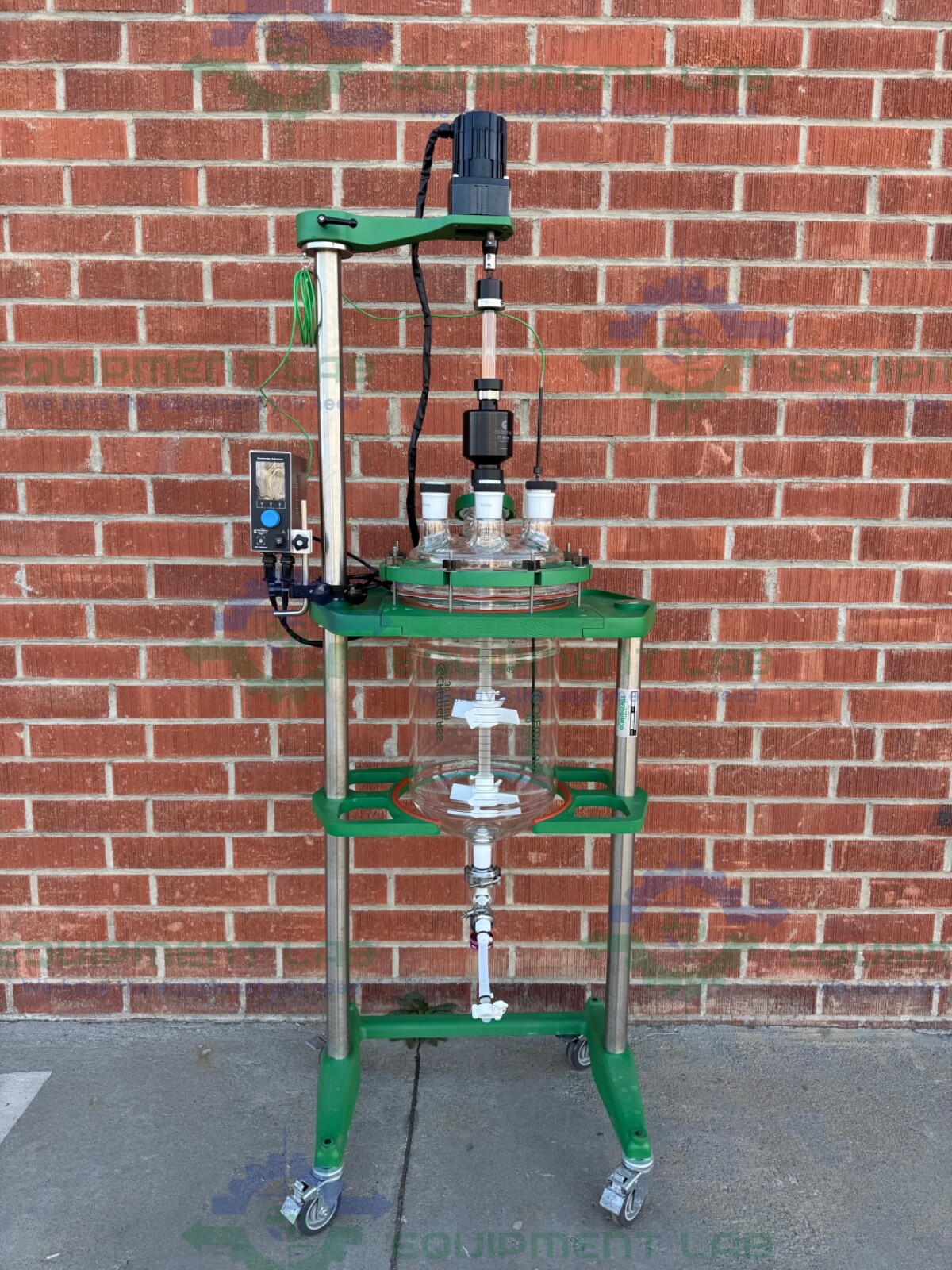 Chemglass 30 Liter Glass Reactor w/ Chemglass Overhead 1/4 HP Stirrer