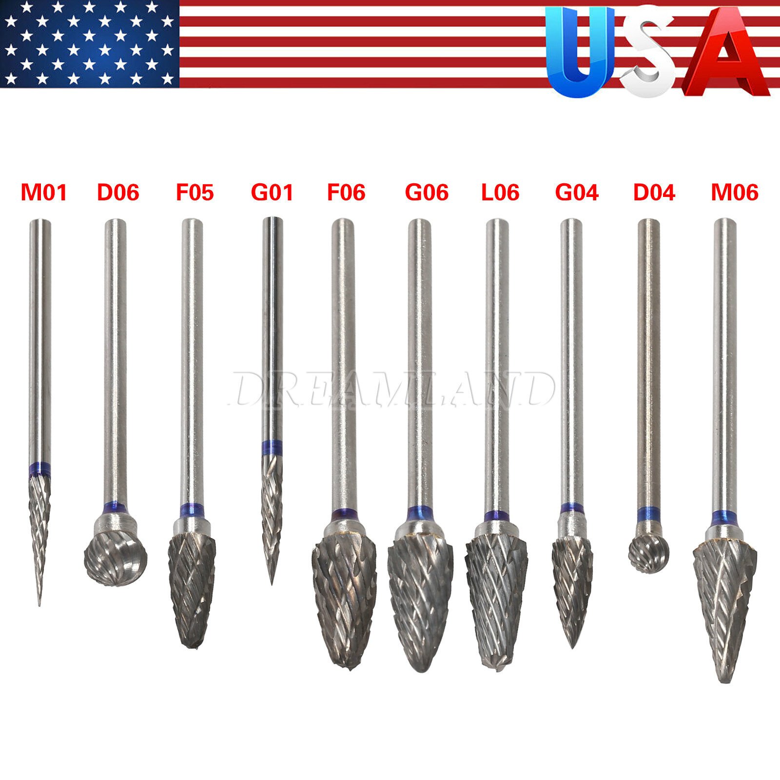 Dental Lab Polishing Drills Tungsten Steel Carbide Burs 2.35MM Medium Cross Cut