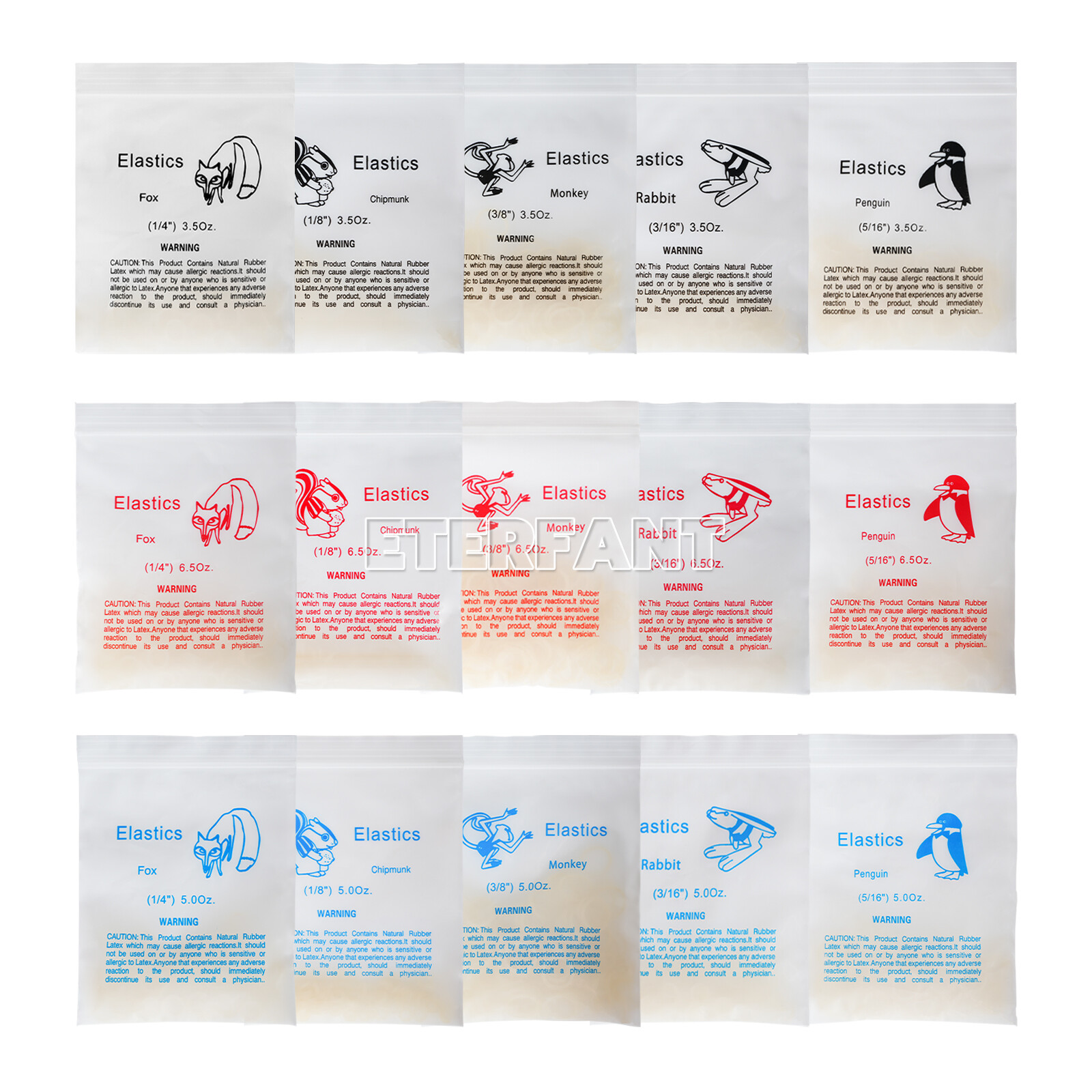 2xETERFANT Dental Ortho Elastics Rubber Bands Latex Braces 3.5oz 1/8(Chipmunk)