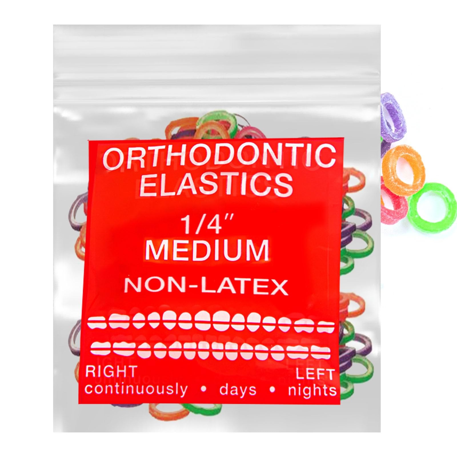 Neon Non-Latex 100 counts Intraoral Elastic Bands Orthodontic 1/4″, Medium