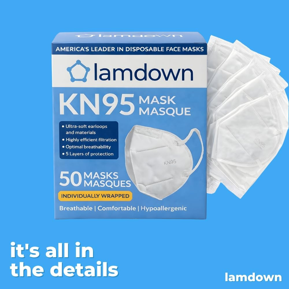 KN95 Face Masks, Individually Wrapped, Premium Disposable Dust Mask, White