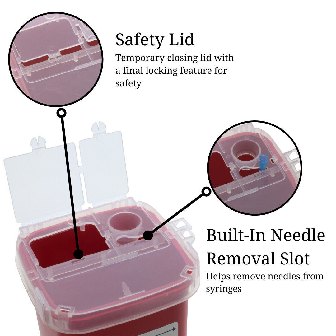 Needle Sharps Container for Home Use and Professional 1 Quart (3-Pack) by MSS