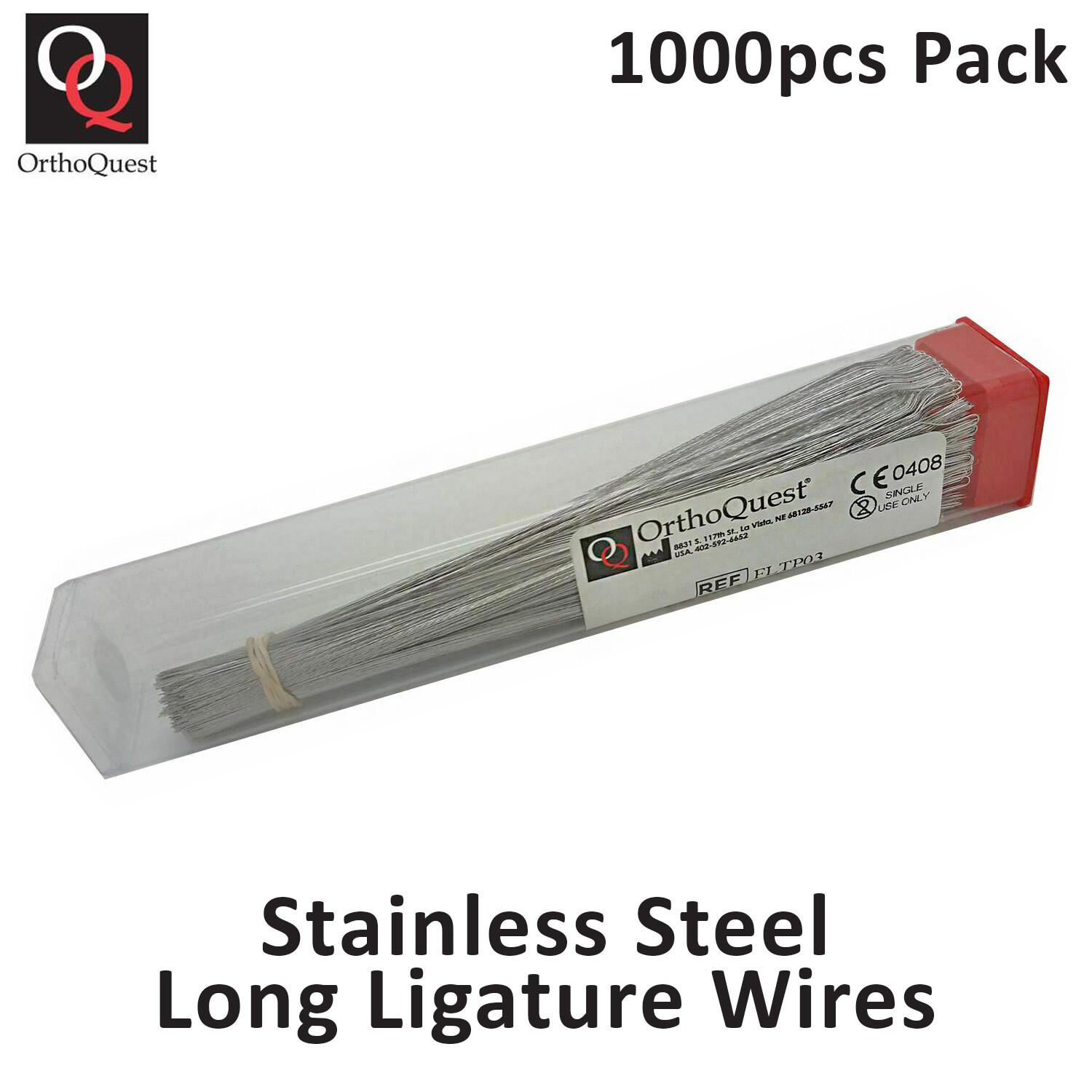 Dental S/S Long Ligature Wire Preformed Orthodontic 010 Pack of 1000pcs