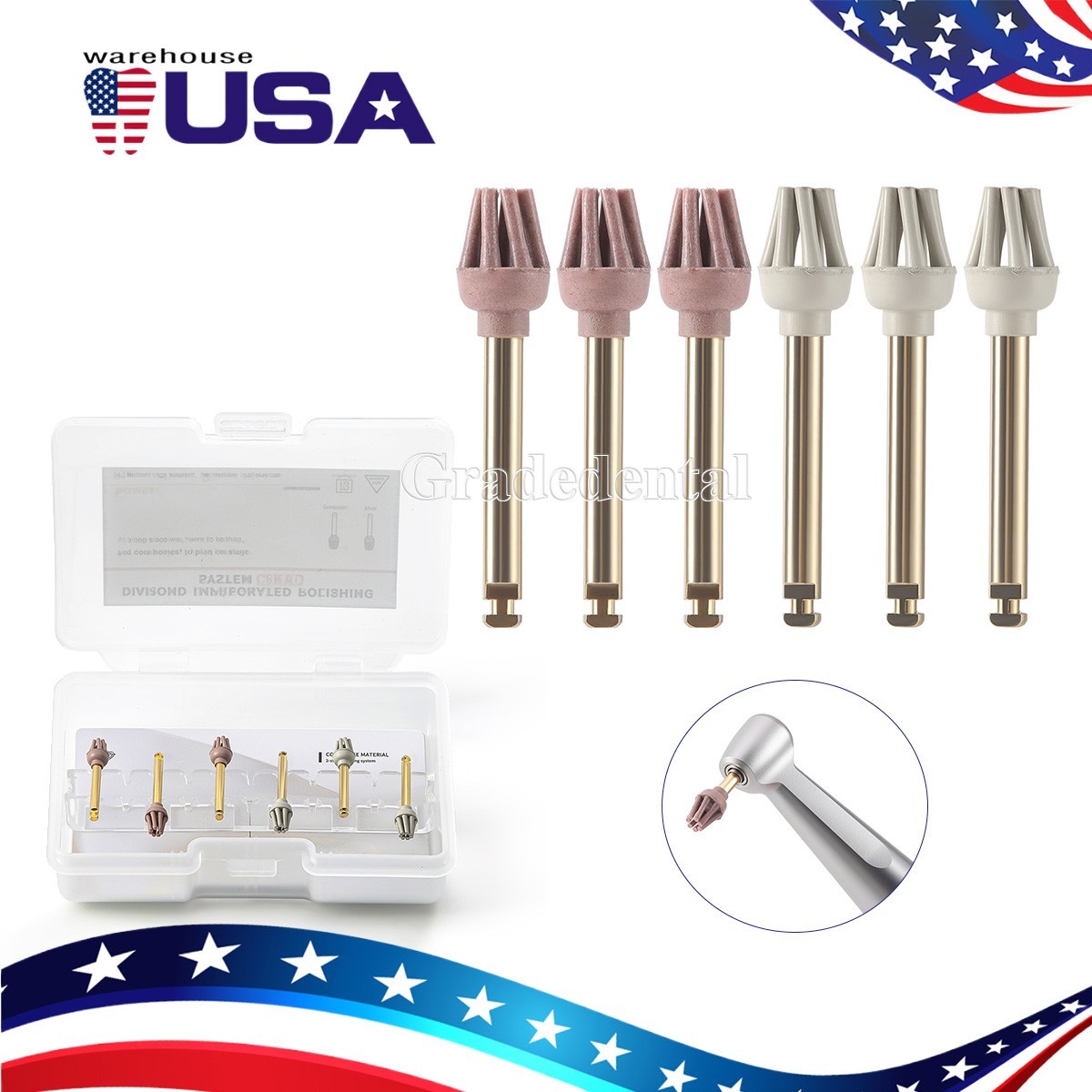 6pcs Dental Composite Resin kit Polishing Wheel RA Medium/Fine for Pre-polishing