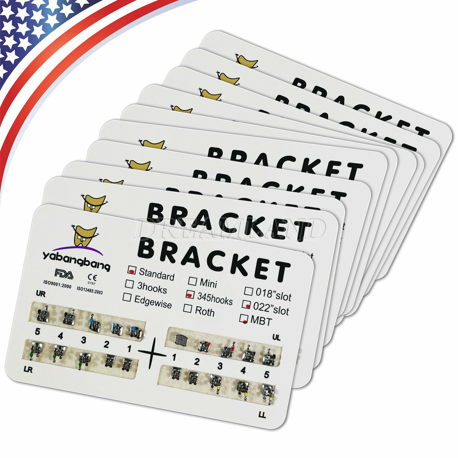 10X Dental Orthodontic Ultrathin Bracket Braces Metal Roth/MBT Hook 345