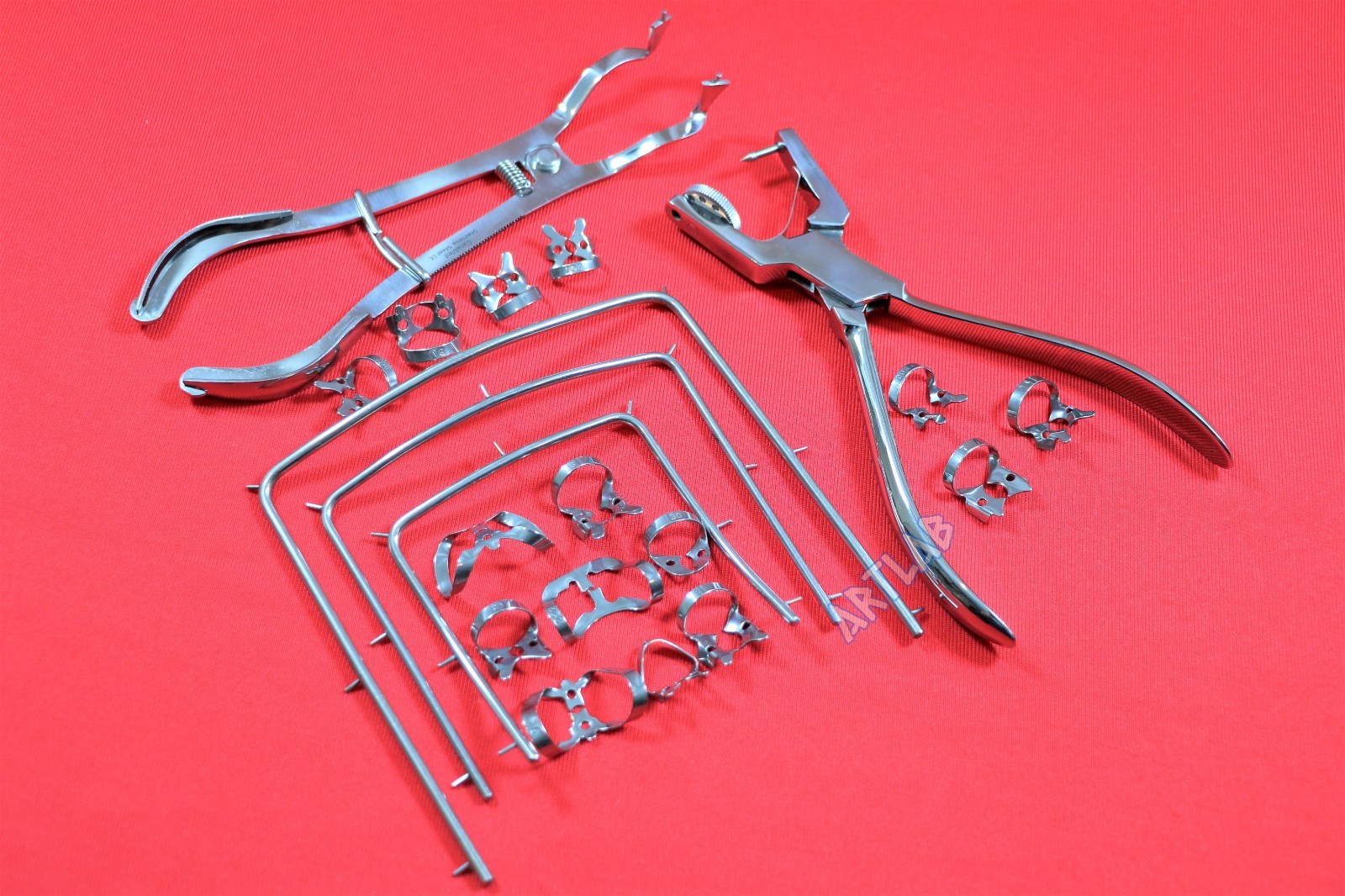 20PCS SET HIGH GRADE RUBBER DAM CLAMPS + FRAMES + PUNCH PLIERS + CLAMP FORCEPS