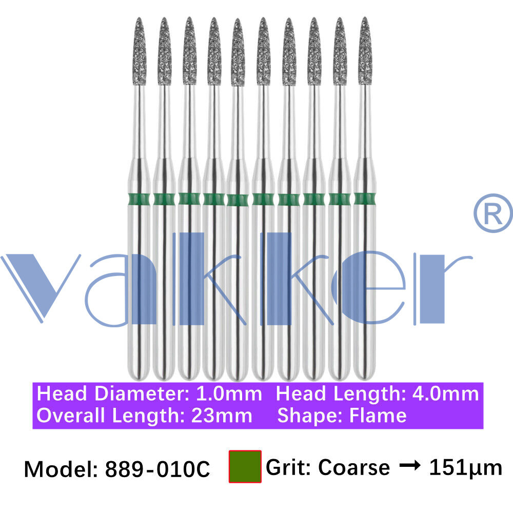 10pc/pk Diamond Burs FG Flame Super Fine Medium Coarse Grit High Speed 862 863