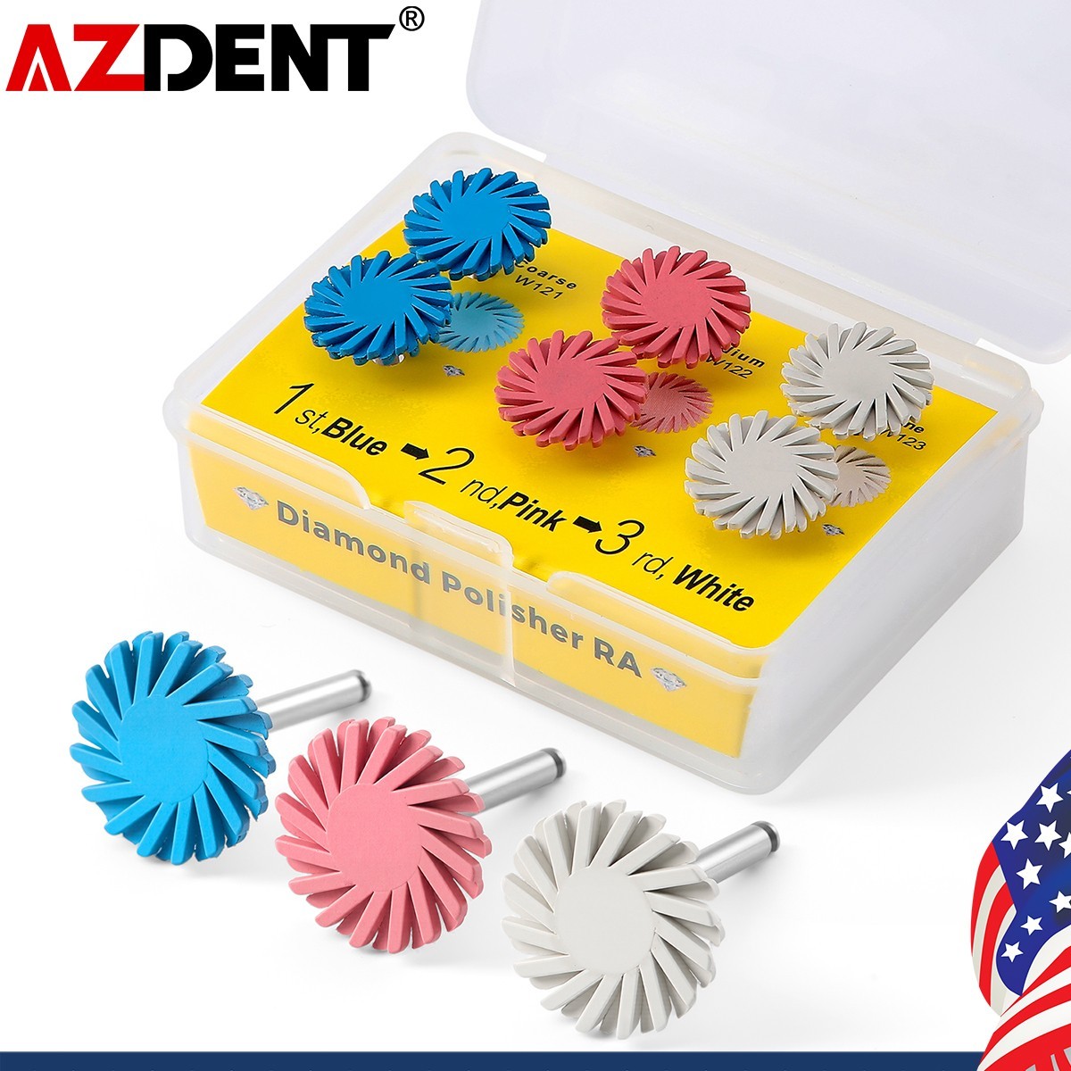 Coarse Medium Fine Dental Composite Diamond RA Disc Wheel Rubber Resin Polishier
