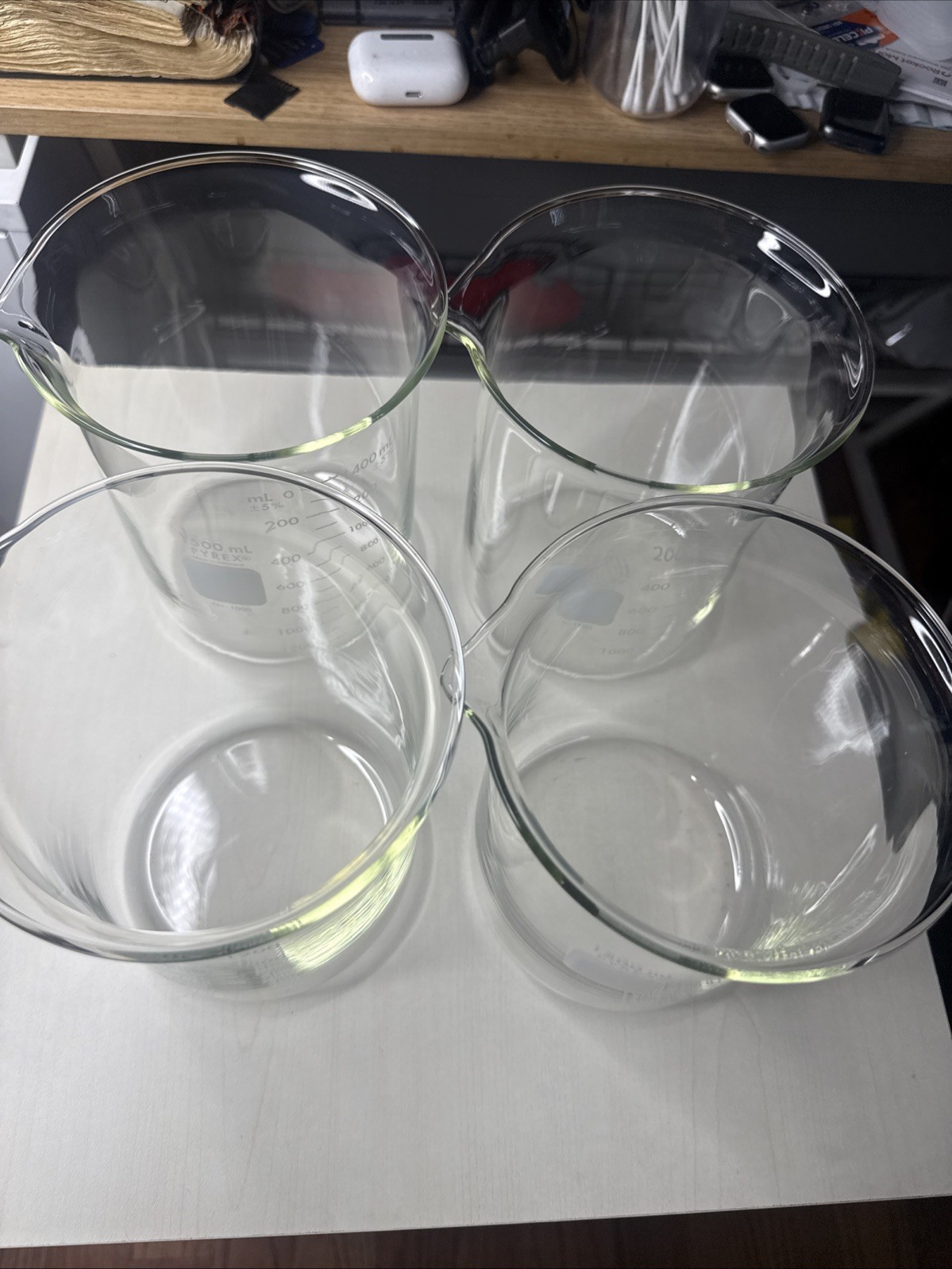 Corning Pyrex 1000-1XL Glass 1.5 Liter Graduated Low Form Griffin Beaker 4 PACK