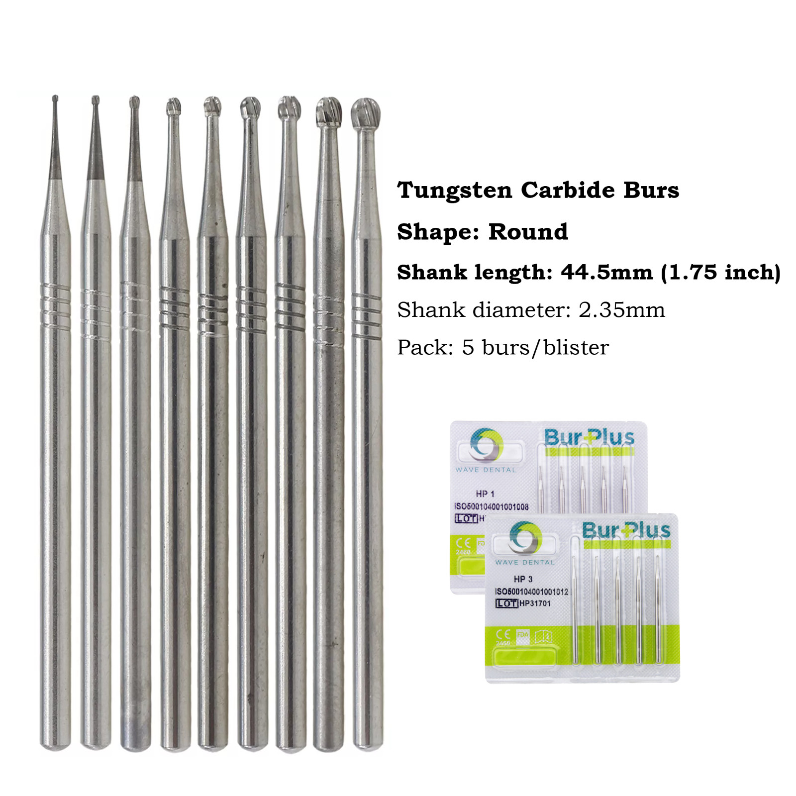 Dental Round Carbide Burs 70mm Surgical Straight Handpiece Burs HP 1 2 3 4 5 6