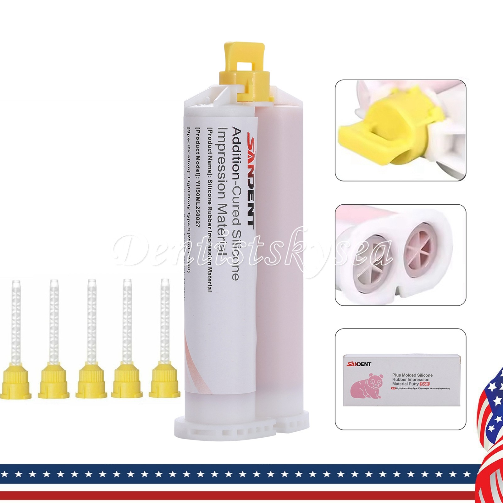 SANDENT Dental Elastomeric Impression Material Fast Body Fast Set Type 5 Tips
