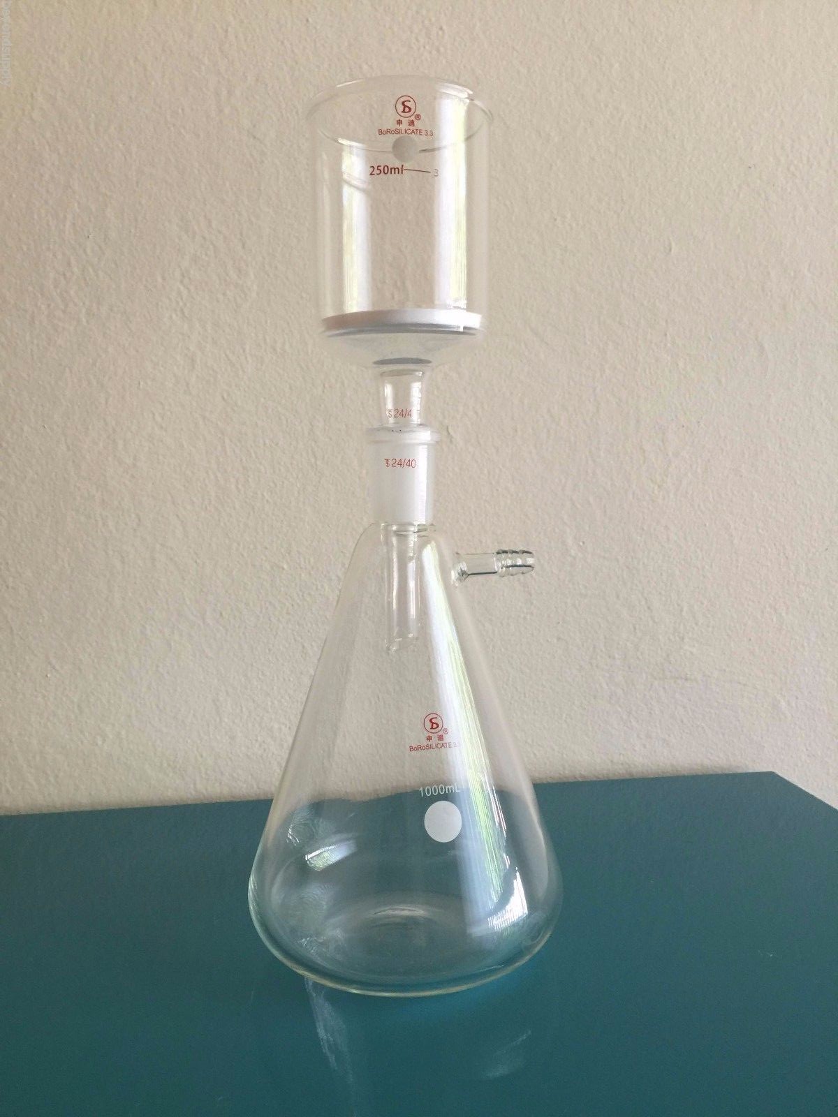 Lab Filtering flask suction vacuum 1000ml Buchner funnel 250ml new