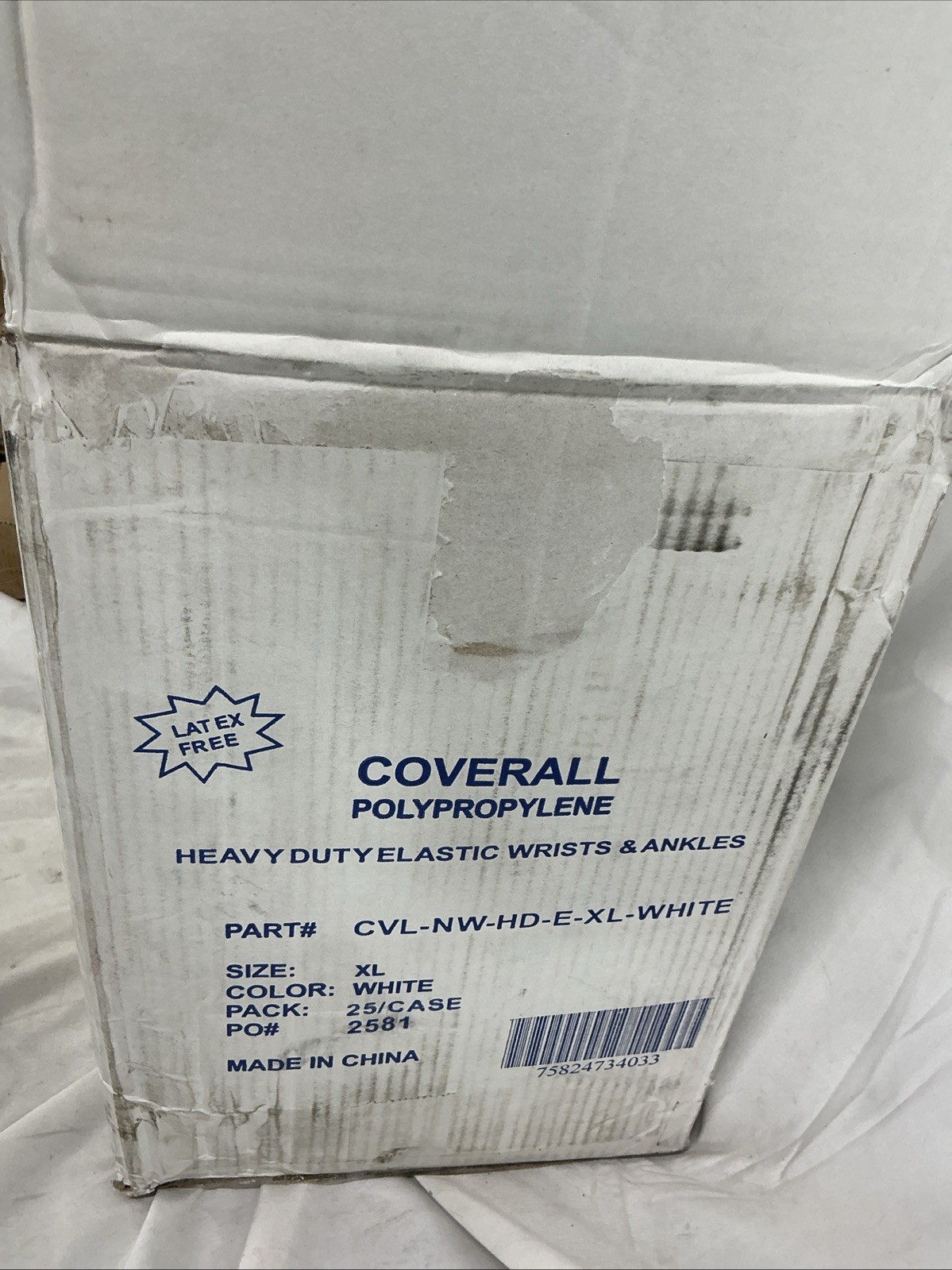 25 Disposable Polypropylene Coveralls Elastic Wrist/Ankles No Boots No Hood