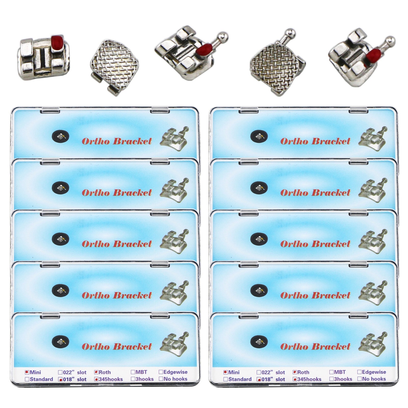 US Dental Ortho Braces Metal/Ceramic Roth/MBT Brackets 018/022 Slot Hooks 345/3