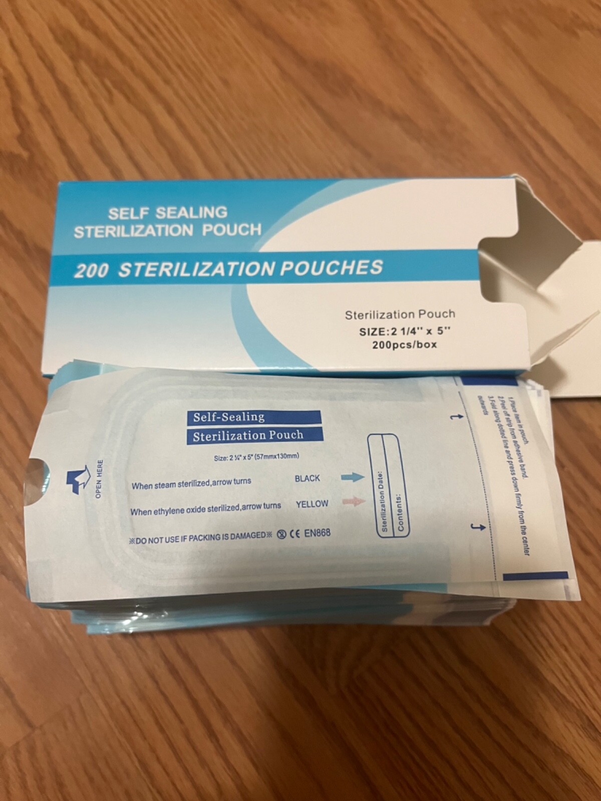 2000 Self-Sealing Sterilization Pouch Bag, 2.25″ x 5”. Paper/Blue Film