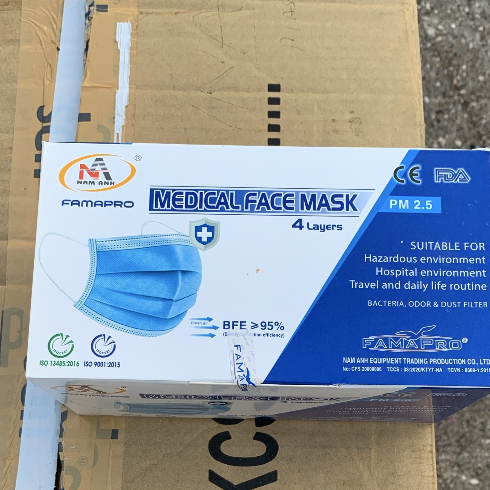 FAMAPRO Medical Face Mask PM 2.5, 4-Layer BFE ≥95% PM2.5, 50 Pcs
