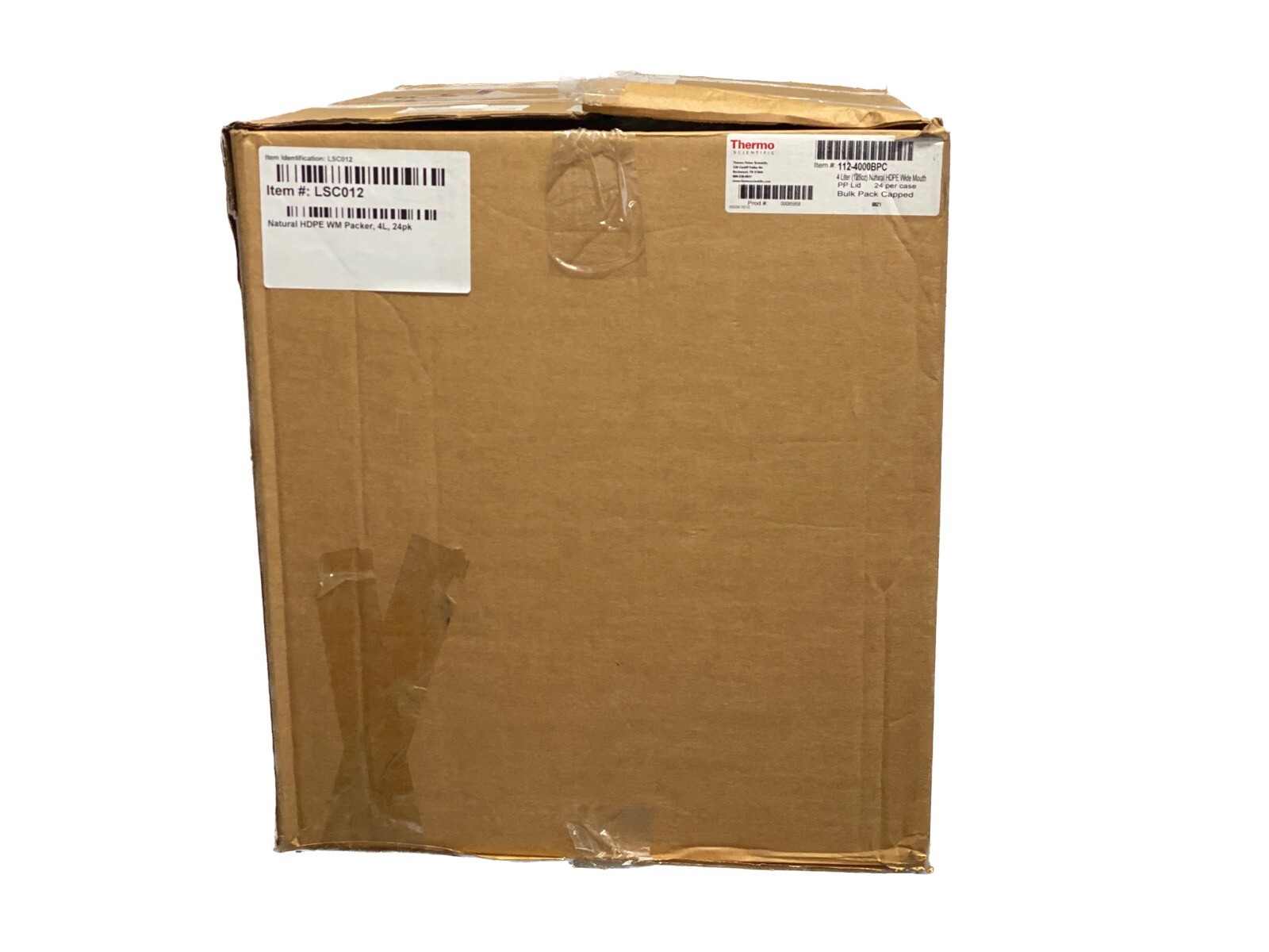 (24/Cs) THERMO 4000mL 4L Wide-Mouth HDPE Packer Bottles w/ Closures 112-4000BPC
