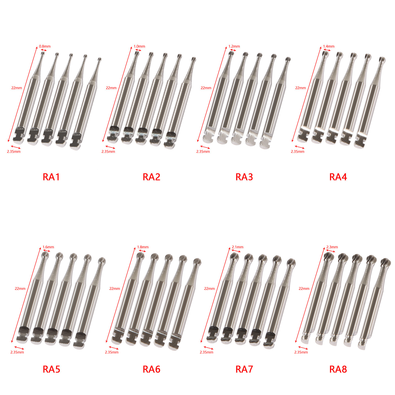 Round Carbide Burs for Slow Speed Latch RA (Choose Your Size & Qty) 22mm 26mm