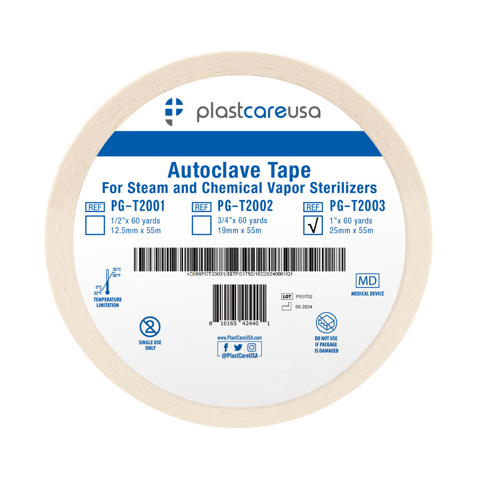 Autoclave Tape 1″ x 60 Yards, Sterilization Indicator Roll for Steam Chemical